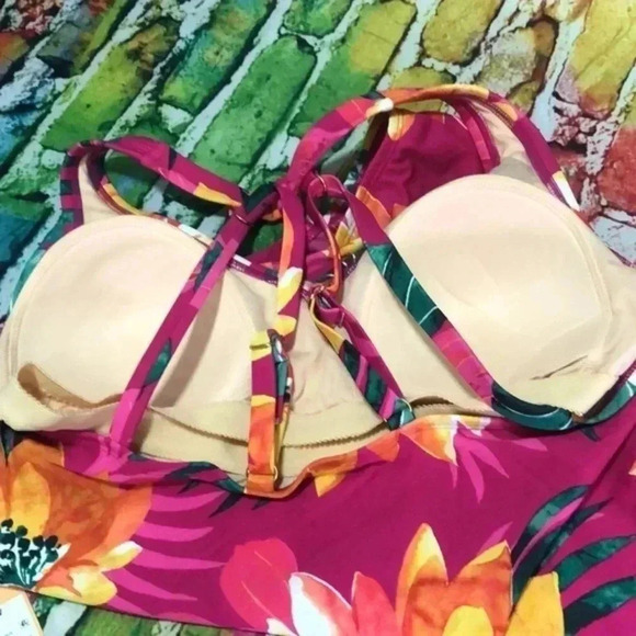 Kona Sol 1 piece swimsuit plus size 14W floral print - Picture 3 of 9